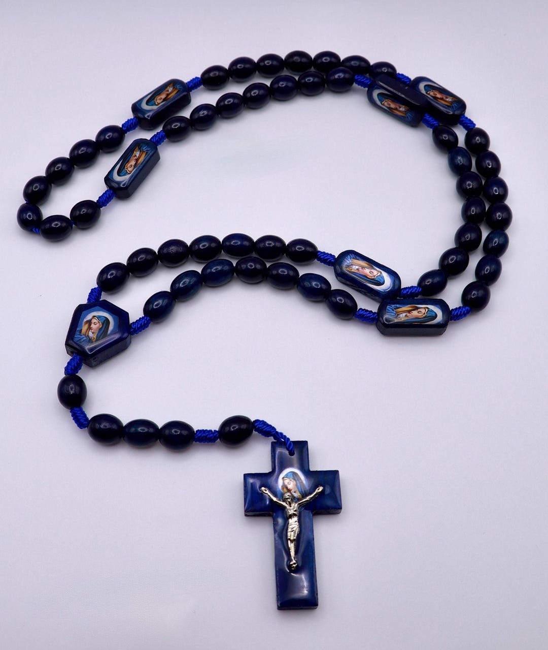 Seven Sorrows Rosary – Deep Blue Catholic Prayer Beads With Virgin Mary ...