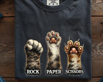 Rock Paper Scissors Cat Paws Shirt - Funny Cat Game Tee, Crew, Hoodie - Pet Humor Graphic Tee - Unisex Cat Apparel