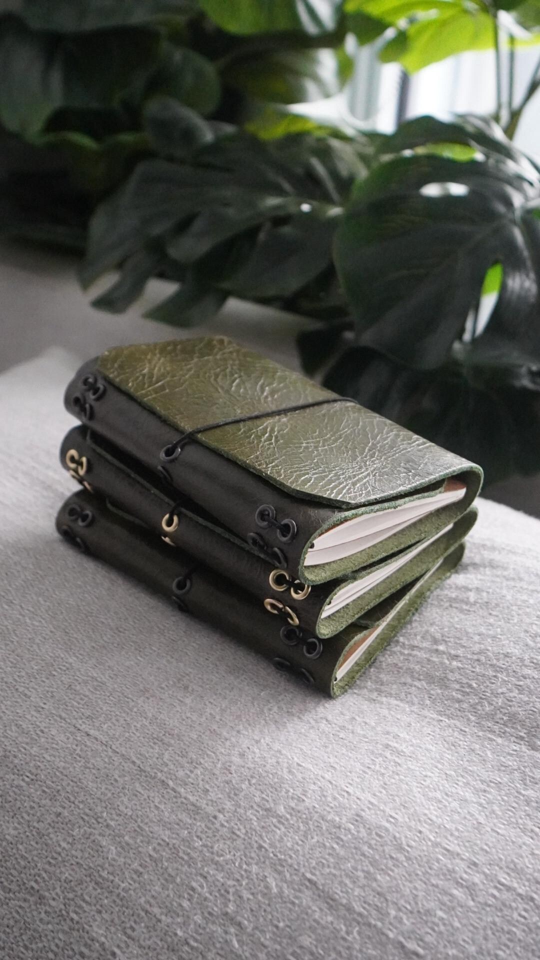Green Refillable Leather Journal Trifold Cover | A5, Travelers Size ...