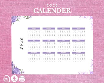 2026 Minimalist Pastel Calendar | Monthly Productivity Planner (Digital Download)