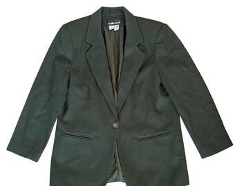 vintage Blazer Sag Harbor 100 % pure laine taille 10 vert émeraude classique business
