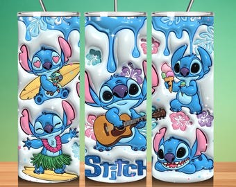 Stitch Tumbler Sublimation Design, 20oz Skinny Wrap (Digital Download)
