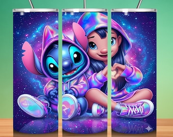 Lilo and Stitch Neon Tumbler Wrap, 20oz Skinny Tumbler Design (PNG Digital Download)