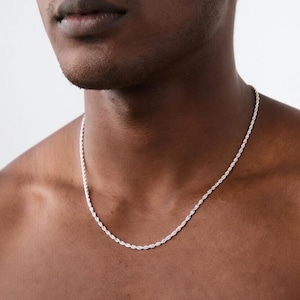 3mm Sterling Silver 925 Twisted Rope Chain Necklace Mens | Womens | Unisex | Polished | Diamond Cut