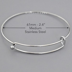 5x STAINLESS Steel OPENABLE Bangle Bracelet - MEDIUM 60mm Side Ball Hook Clasp Open & Close - Hypoallergenic Water Tarnish resistant - 0015