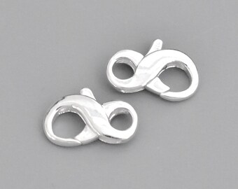 STERLING Silver 14.5mm Infinity Lobster Clasp . TARNISH RESISTANT 14.5x9mm Figure 8 Sterling Silver Lobster Claw Clasp - Instant Ship - 7518