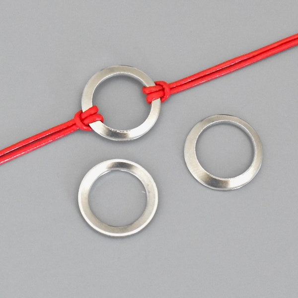 5 STAINLESS Steel 15mm Circle Linking Ring - Closed Infinity Link Connector Ring - Diy Tarnish Resistant Focal Charm Bracelets - 7418