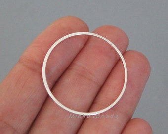 25 SILVER 30mm Infinity CIRCLE Link - Large Eternity Round Open Circle Linking Ring Connector Hoop Geometric - Lead and Nickel Free - 0009