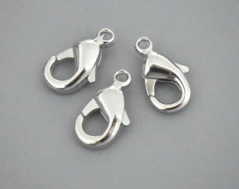 50 PLATINUM Tone Lobster Claw Clasps - 10X6mm Small LOBSTER Claw Parrot Trigger Clasp - Wholesale Findings USA Seller - Ref  7236