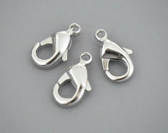 20 PLATINUM Tone Lobster Clasps - 10X6mm Small LOBSTER Claw Parrot Trigger Alloy Clasp - Wholesale Findings USA Seller - Ref  7236