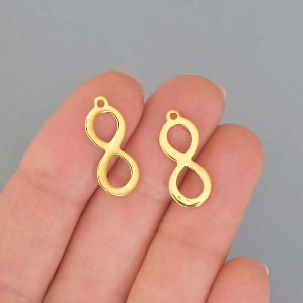 5 GOLD Stainless Steel 19mm INFINITY Charms - 19x8mm Flat Figure 8 Symbol Eternity Pendant drop Charm For DIY Bracelets Jewelry  - 7414