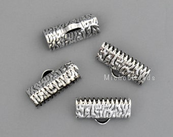 1046con25s1 Ribbon End Crimps 30ct Silver Jewelry Connectors 25mm x 8mm x 5mm