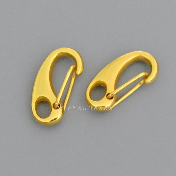 10 GOLD 16mm Self Closing Lobster Claw Snap Clasps - Push Gate Carabiner Spring Hook Lanyard DIY Wrap Bracelet - 7181 / 243