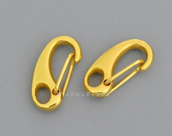 10 GOLD 16mm Self Closing Lobster Claw Snap Clasps - Push Gate Carabiner Spring Hook Lanyard DIY Wrap Bracelet - 7181 / 243