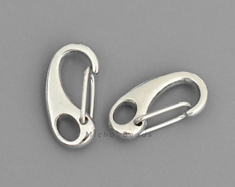 4 PLATINUM Color 16mm Self Closing Lobster Claw Snap Clasps - Push Gate Carabiner Spring Hook Lanyard DIY Wrap Bracelet  - 7180 / 241