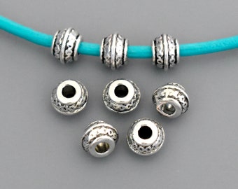 8x6.5mm w Large 3.2mm Hole Boho Metal Spacer Lead and Nickel Free Beads 5 Antiqued SILVER 8mm Rondelle Beads 5680 Ship from USA