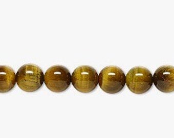 TIGER EYE 6mm Round - Tigereye (natural) B grade Gemstone Beads -  ref 7303