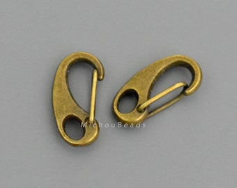 4 ANTIQUE BRONZE 16mm Self Closing Lobster Claw Snap Clasps - Push Gate Carabiner Spring Clip Hook Lanyard DIY Wrap Bracelet - 7182 / 242