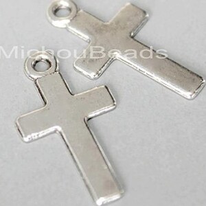 5x Antiqued SILVER 23mm CROSS Charm Pendant - 23x12mm Dangle - 5896
