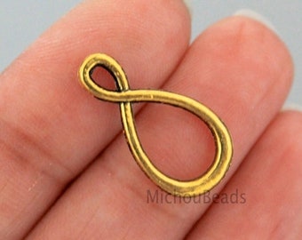 25 Gold Infinity CONNECTORS - 21mm Figure 8 Link Connector Charm Pendant Findings - Usa DIY Jewelry supplies - Instant Ship - 6487