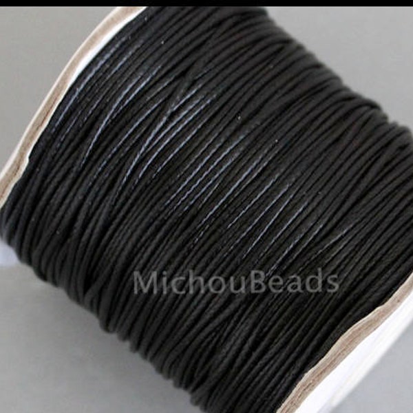 5 Yards 0.8mm KOREAN Waxed Cord - BLACK 15 Feet Round Soft Shiny Polyester Wax Cord for Beaded Wrap Stringing Bracelets -  Wholesale Cording