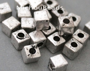 8x6.5mm w Large 3.2mm Hole Boho Metal Spacer Lead and Nickel Free Beads 5 Antiqued SILVER 8mm Rondelle Beads 5680 Ship from USA