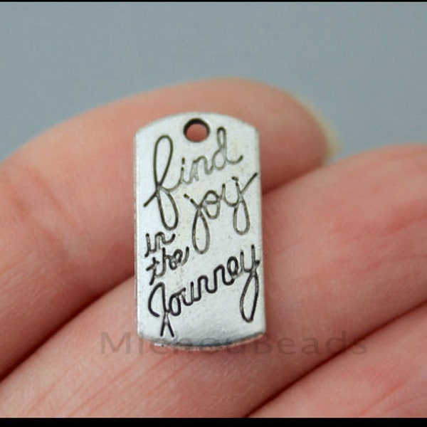 BULK 25 Find JOY in the Journey Charm Pendant - 21mm Inspiration Word Message Metal Charm - Instant Ship - USa Discount Charm - 6051