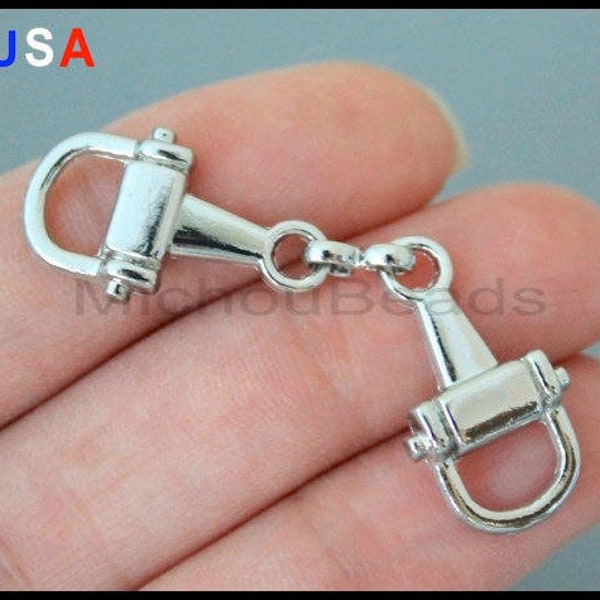 BULK 20 HORSE Charm Connector - 49x13mm Horse D Ring Snaffle Stirrup Link Connector - Horse Bit Equestrian Charm - USA Discount Charm - 5989