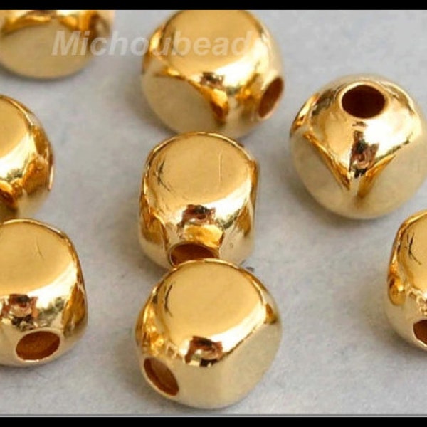 10 GOLD 5mm Metal SQUARE Round Beads - Gold Rounded Cube Beads -  Wholesale Metal Beads - Instant Shipping from Usa -  5326