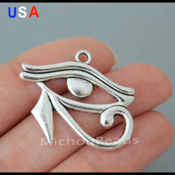 1 Eye of HORUS Charm Pendant - 30mm Silver Egyptian Protection Healing Symbol Pendant - Charm Bracelet - Instant ship - USA - 6018