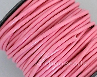 3mm Round LEATHER Cord - 5 Yard / 15 Feet VINTAGE PINK - Real Natural Lead free dye Indian Leather Cording for Diy Beading jewelry