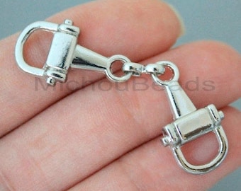 BULK 20 HORSE Charm Connector - 49x13mm Horse D Ring Snaffle Stirrup Link Connector - Horse Bit Equestrian Charm - USA Discount Charm - 5989