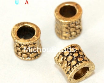8x6.5mm w Large 3.2mm Hole Boho Metal Spacer Lead and Nickel Free Beads 5 Antiqued SILVER 8mm Rondelle Beads 5680 Ship from USA