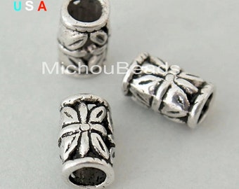 8x6.5mm w Large 3.2mm Hole Boho Metal Spacer Lead and Nickel Free Beads 5 Antiqued SILVER 8mm Rondelle Beads 5680 Ship from USA