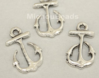 10Pcs 15x18mm Silver Anchor Charms-p1727