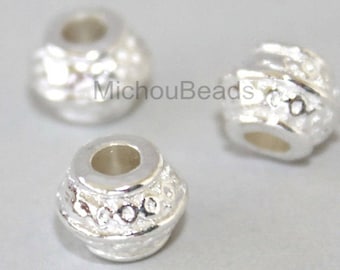 8x6.5mm w Large 3.2mm Hole Boho Metal Spacer Lead and Nickel Free Beads 5 Antiqued SILVER 8mm Rondelle Beads 5680 Ship from USA