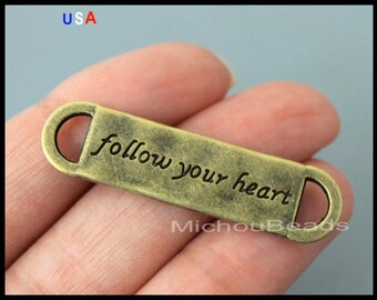 rectangle connector connector Solid bronze Rectangular Ornate Charm rectangle connector link,bronze link