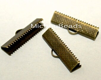 1046con25s1 Ribbon End Crimps 30ct Silver Jewelry Connectors 25mm x 8mm x 5mm