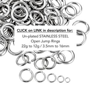 STAINLESS Steel OPEN Jump Rings 16 18 20 22 Gauge 18K Gold Rose Black Silver Round Jumpring 3mm to 12mm