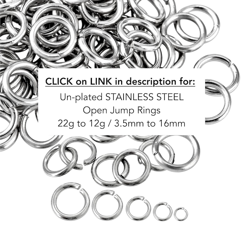 STAINLESS Steel OPEN Jump Rings 16 18 20 22 Gauge 18K Gold Rose Black Silver Round Jumpring 3mm to 12mm