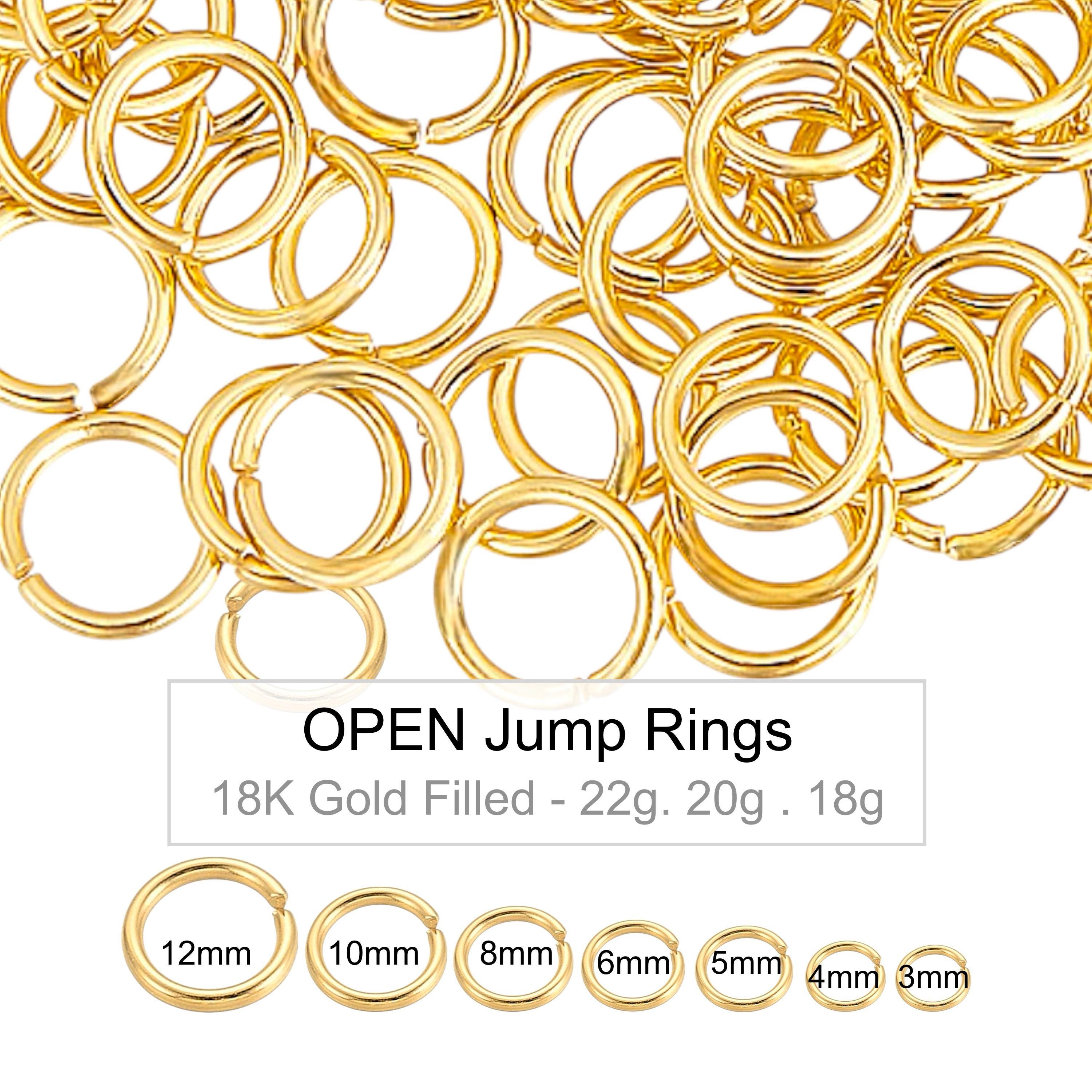 Round Jump Rings OPEN 18K Gold Brass Round JUMP RINGS 3mm 4mm 5mm 6mm 8mm 10mm 12mm 18 ...