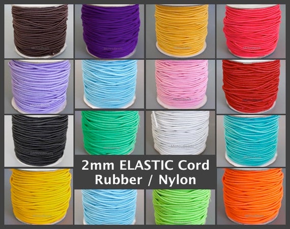 2mm Elastic Cord By The Yard Round Nylon Coated Rubber Etsy