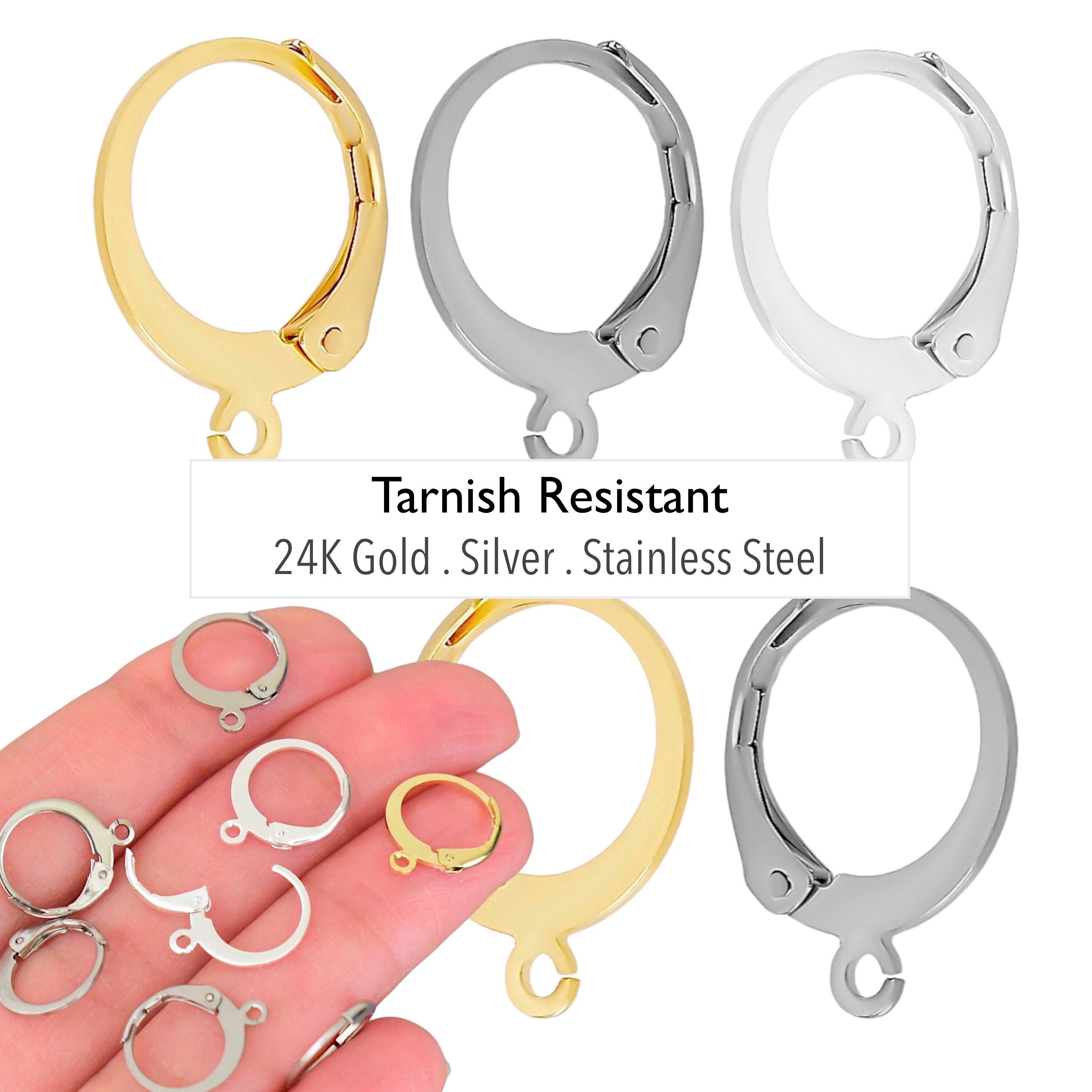 Jewelry Making Findings 20 Pcs Surgical Steel Lever Earring Hooks - 14×12mm Open Loop Findings For DIY Jewelry Making Gold Earring Hooks