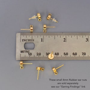 Gold Round Ball Stud Earring Post Findings with Open Loop for Charm pendants . Ear Wire Post Studs for Jewelry Making