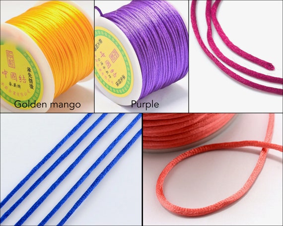 2 Rolls 3mm Silk Cord Chinese Knot String Beading Thread for Bracelet  Making DIY 1mm Rattail Cord Nylon String Cord Nylon String Rattail Cord  Crafts