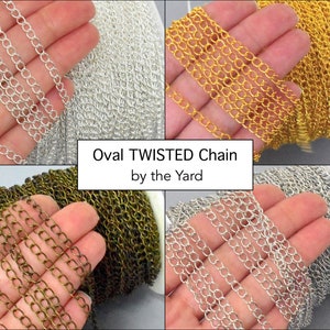 May include: Four spools of twisted oval chain, each in a different color: silver, gold, bronze, and antique silver. The chain is sold by the yard.