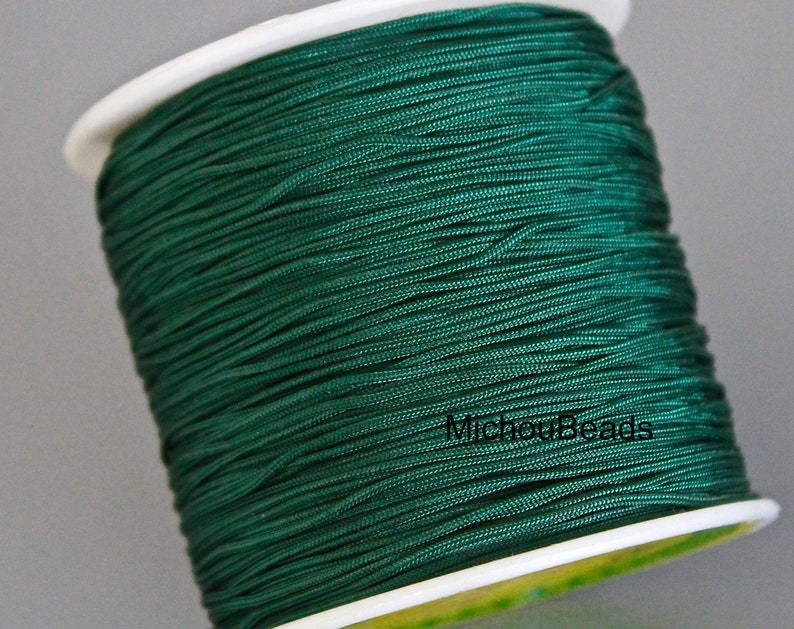 0.8mm Braided NYLON Cord 15 Yards DARK EMERALD Green Nylon Silk Chinese Knot Shamballa Macrame Knotting Beading String Thread 0.8 mm