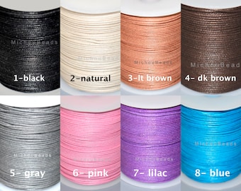 0.7mm Wax COTTON Indian Cord by the Yard - Polished Strong Lightly Waxed Cotton Macrame Braiding Beading Wrap Bracelet - Pick your COLOR