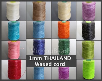 1mm THAILAND Waxed Cord by the Yard - Wax Thai Environmental Polyester Cord by the YARD / COLOR - Sticky No Stretch String Diy Jewelry