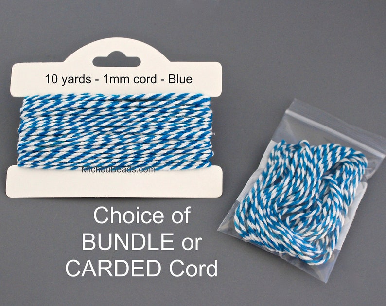 1.5mm COTTON Cord 5 Yards White GRAPE Purple Baker/'s Twine 2 Tone Colors Twist String Cording Jewelry Cord By the Yard Carded or Bundle